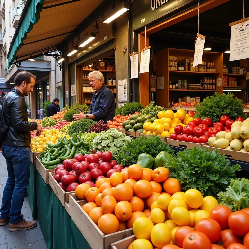 Organic products in Barcelona market