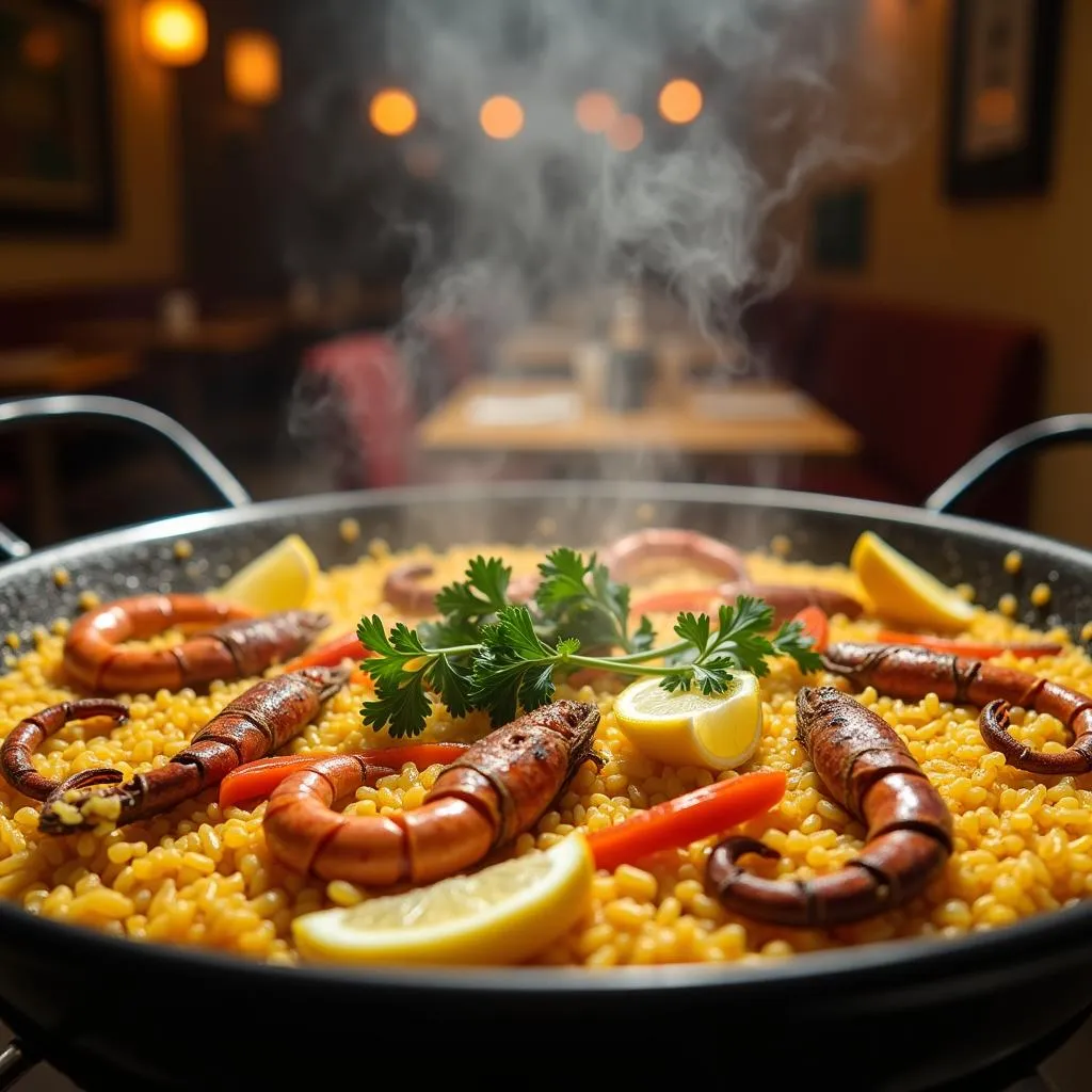 Seafood Paella in Barcelona Restaurant