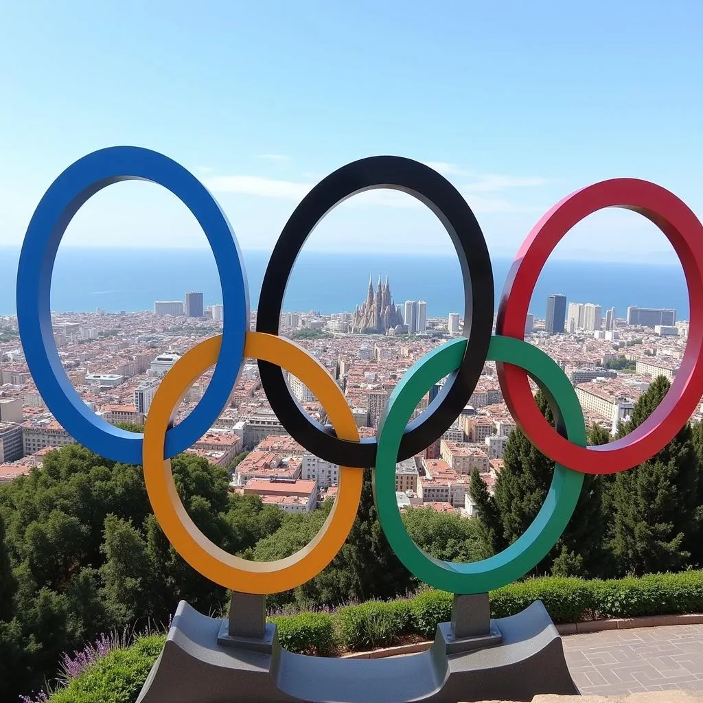 Toàn cảnh Barcelona từ Vòng tròn Olympic