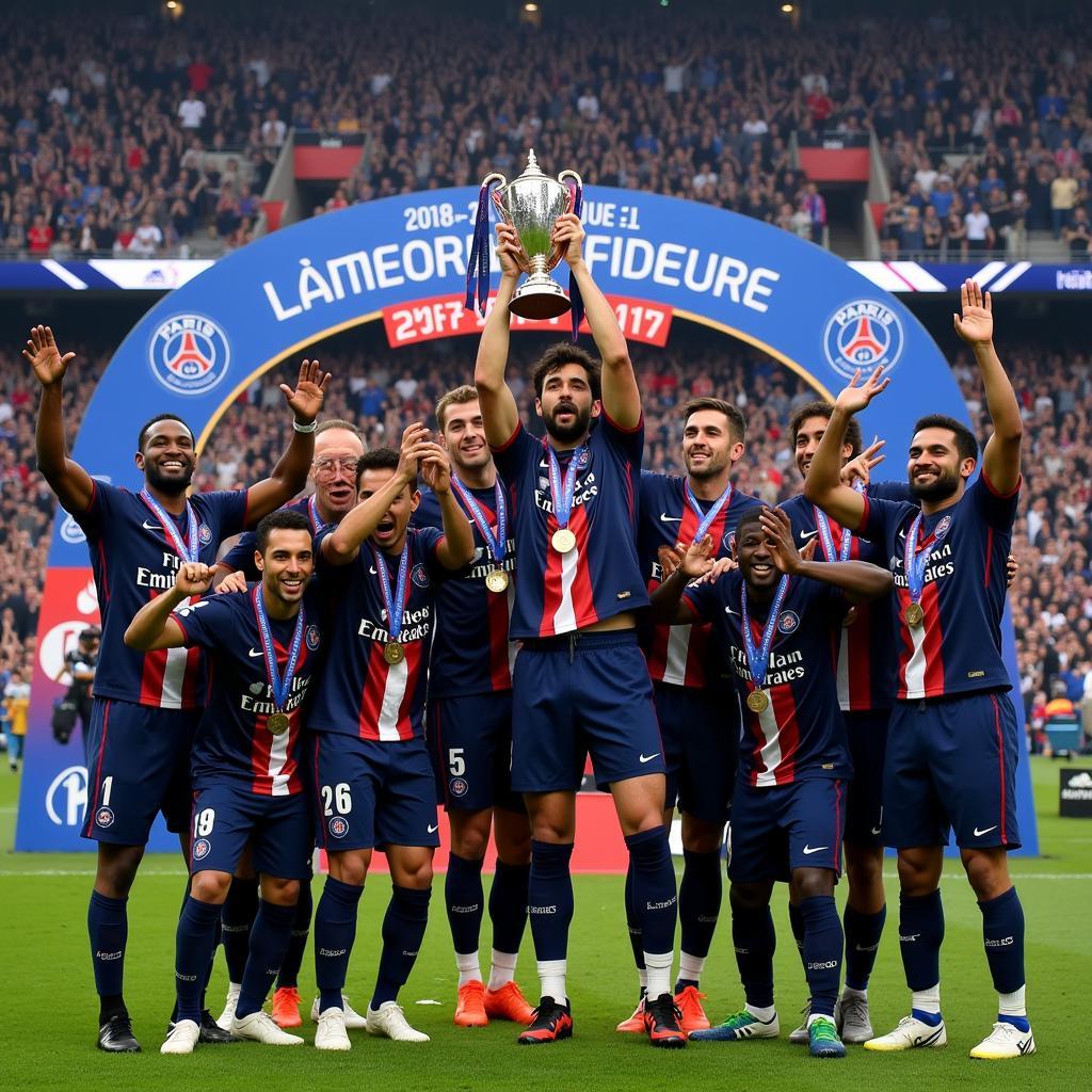 PSG nâng cao chiếc cúp vô địch Ligue 1 2018-19