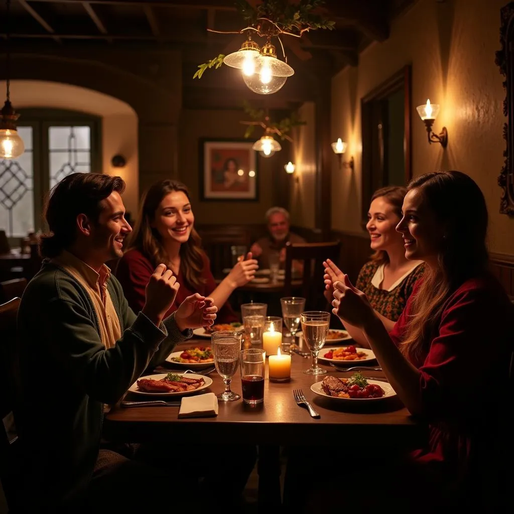 Ambiente acogedor en un restaurante medieval