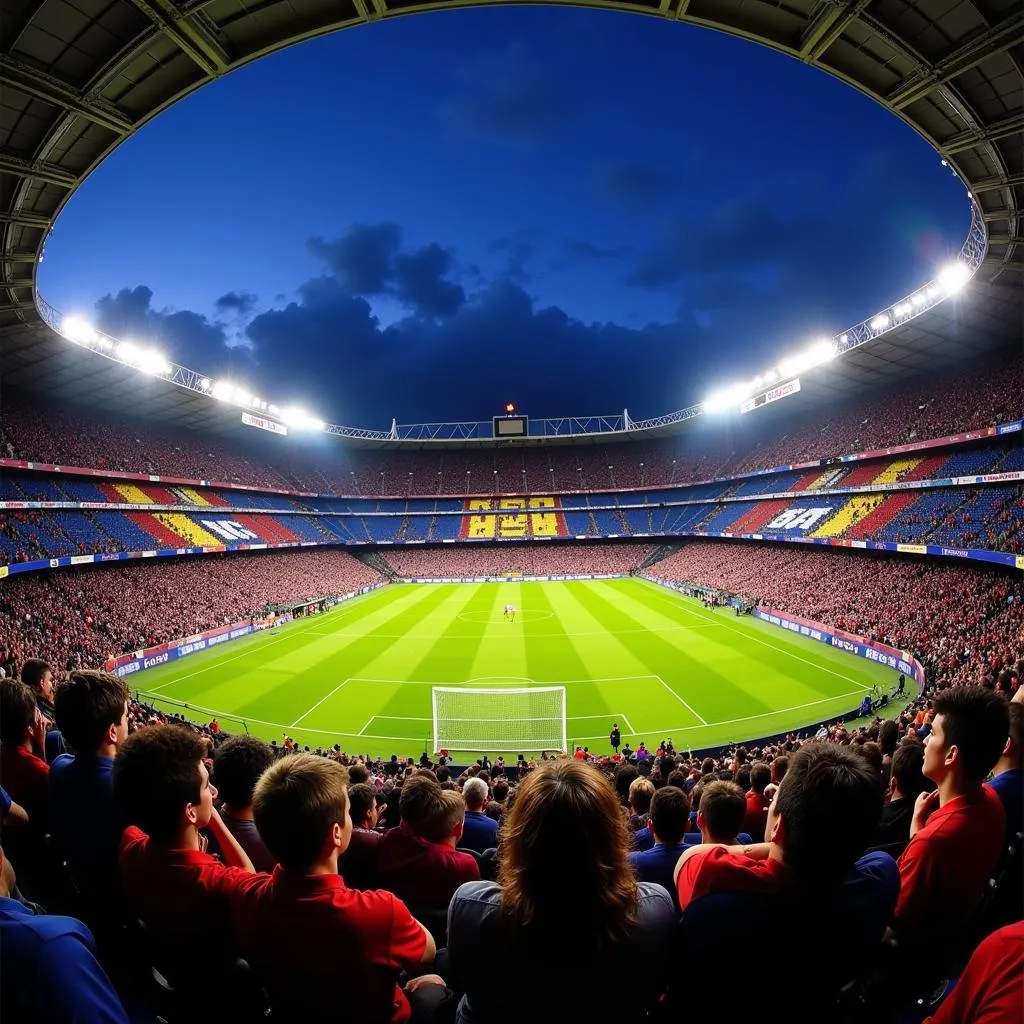 Sân vận động Camp Nou trong không khí náo nhiệt