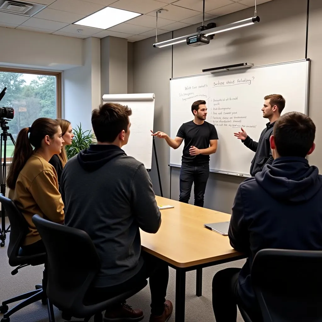 Students participating in documentary filmmaking class