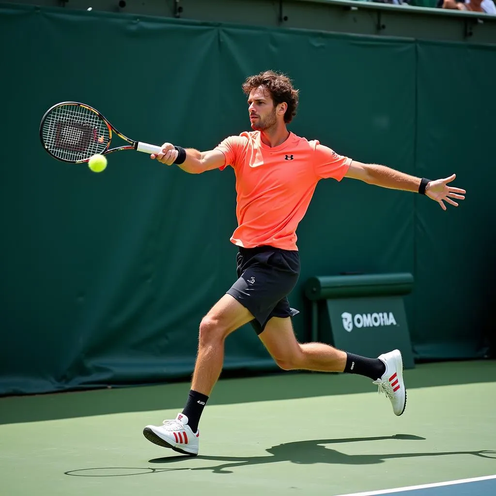 Thiem tung cú forehand uy lực