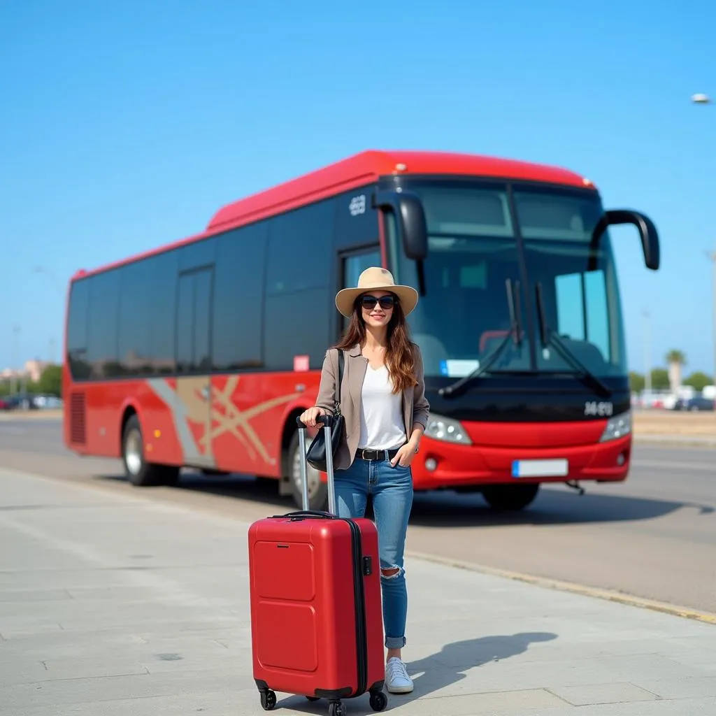 Autobús Aerobús en el Aeropuerto de Barcelona