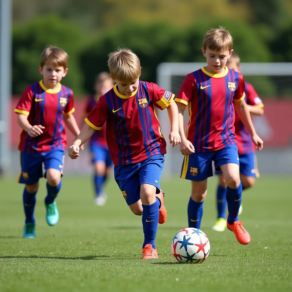 U11 Barcelona thi đấu với đội hình 4-3-3