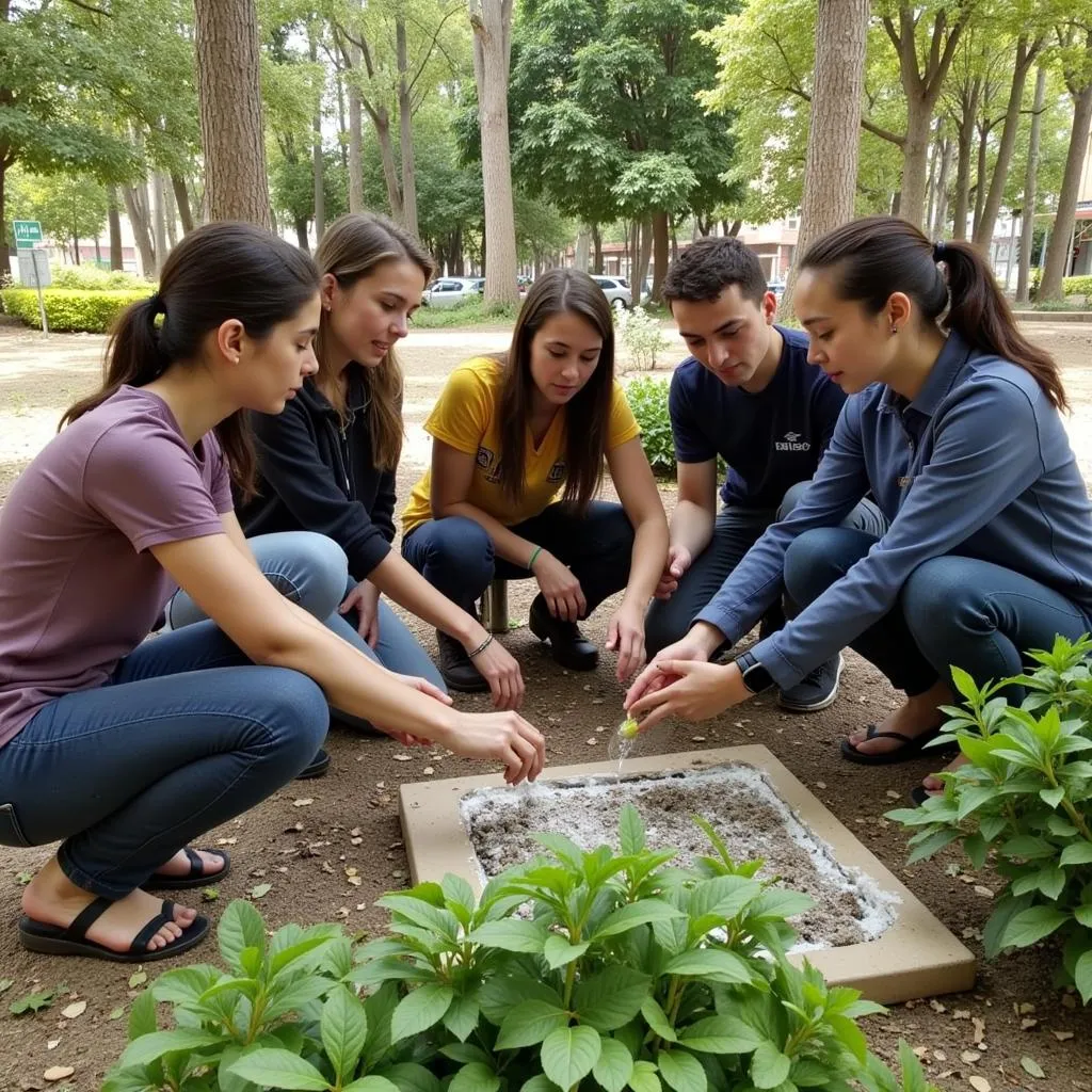 University of Barcelona students participating in an environmental project