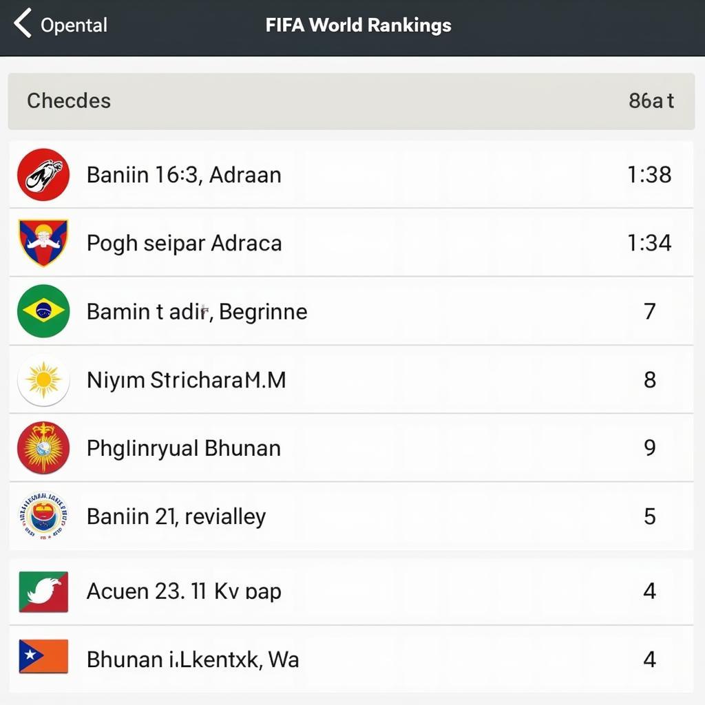 Bảng xếp hạng FIFA của Bhutan