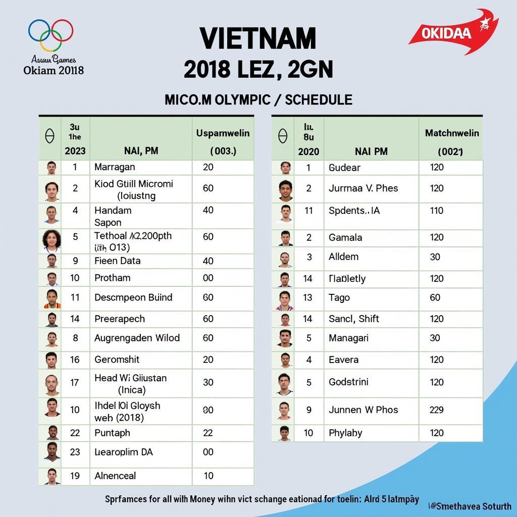 Lịch thi đấu Olympic Việt Nam tại ASIAD 2018