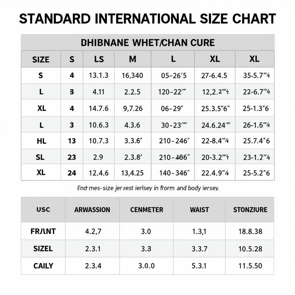 Bảng Size Áo Bóng Đá Chuẩn Quốc Tế