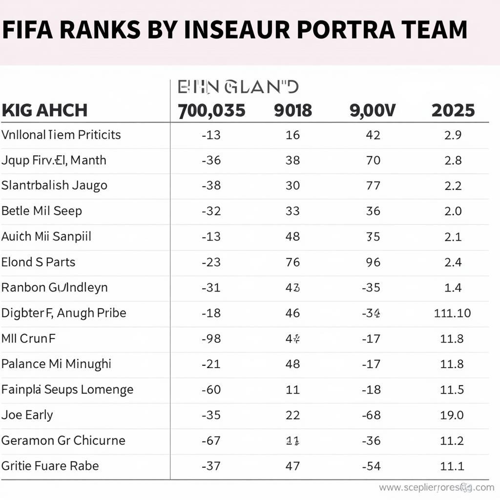 Bảng xếp hạng FIFA của đội tuyển Anh