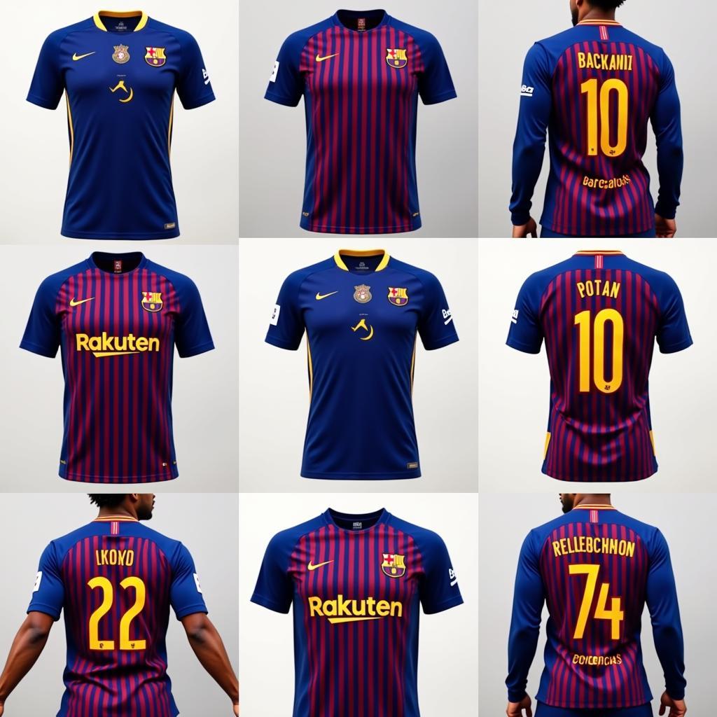 Modern interpretations of the Barcelona 1899 kit: A collection of contemporary Barcelona jerseys inspired by the original 1899 design. 