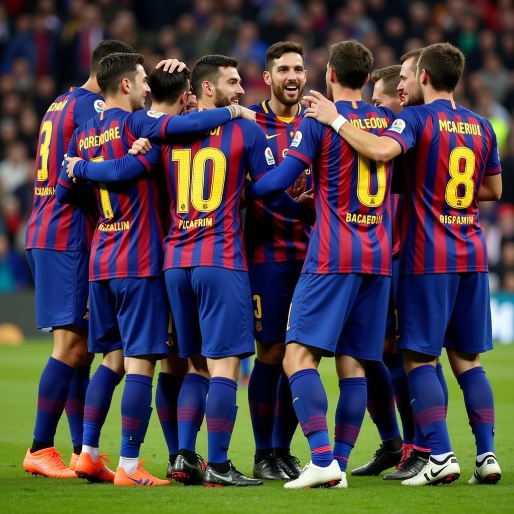 Barcelona ML1617 ăn mừng chiến thắng trước PSG