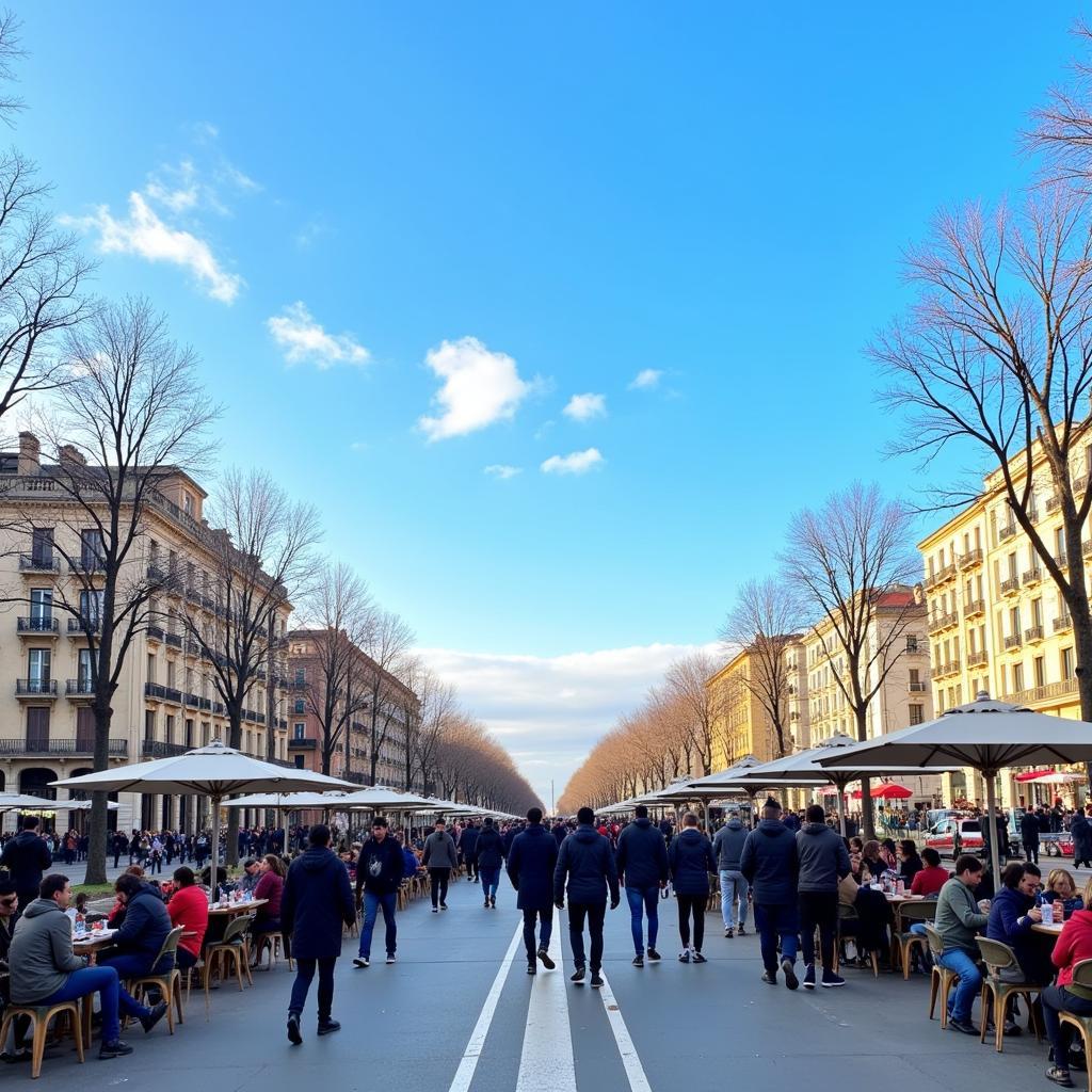 Barcelona winter weather on a sunny day