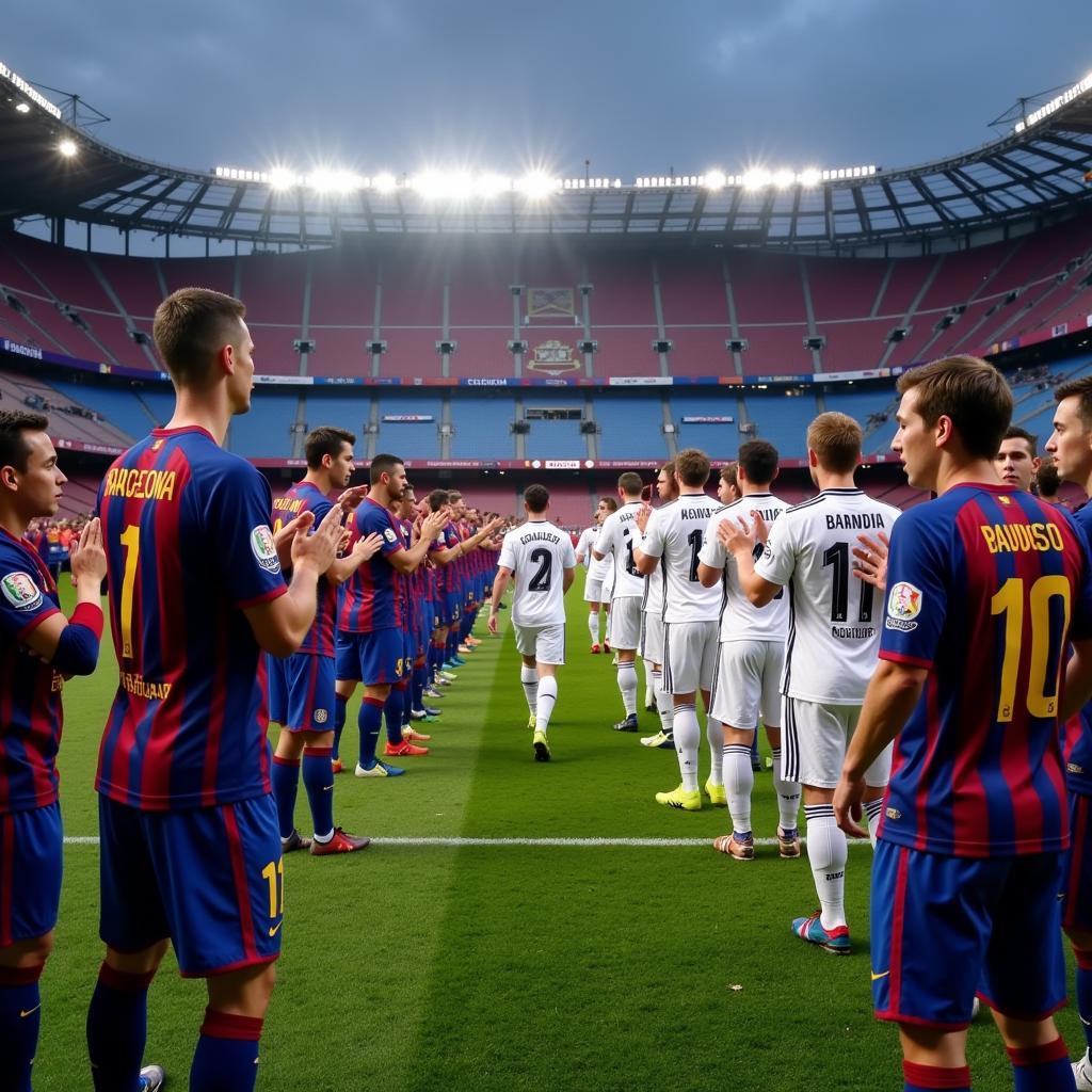 Barcelona xếp hàng chào Real Madrid tại Bernabeu