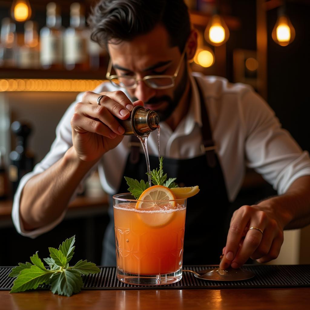 Bartender pha chế cocktail chuyên nghiệp tại Barcelona