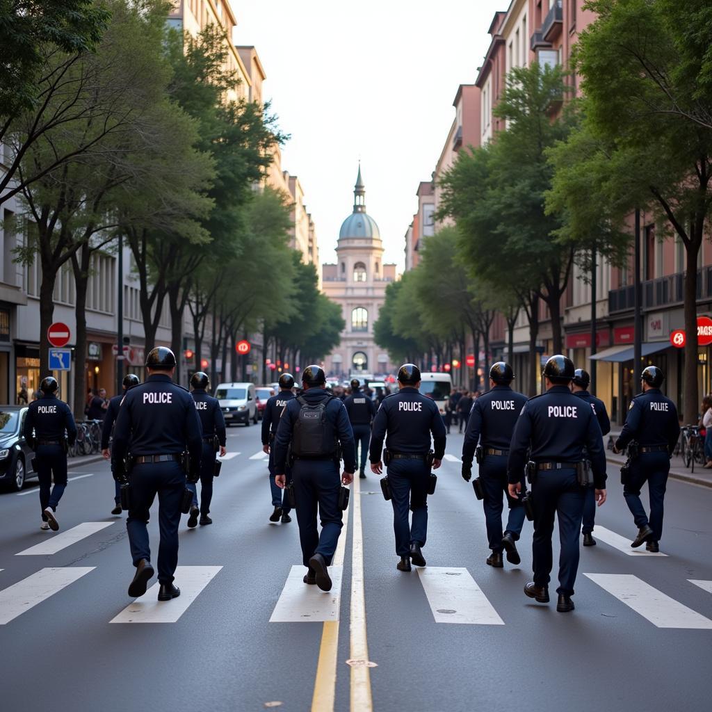 Police presence at the scene of the Barcelona terror attack