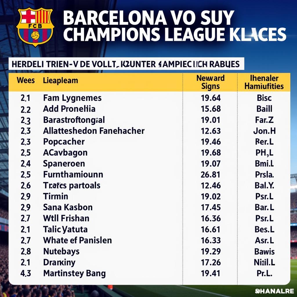 Chuyển nhượng Barcelona và Champions League