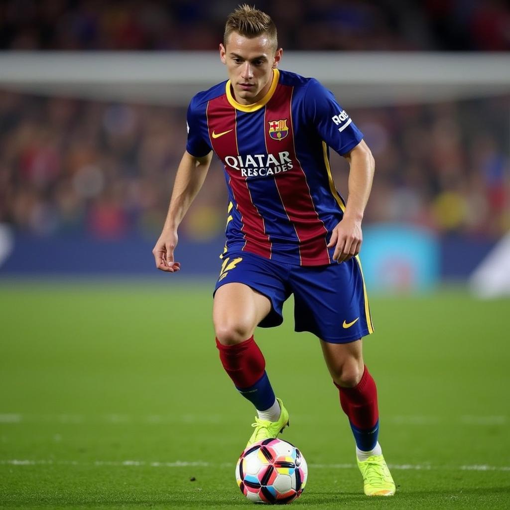 Gerard Deulofeu Khoác Áo Barcelona: Hình ảnh Deulofeu trong màu áo Barcelona, thể hiện kỹ thuật điêu luyện và tốc độ vượt trội.