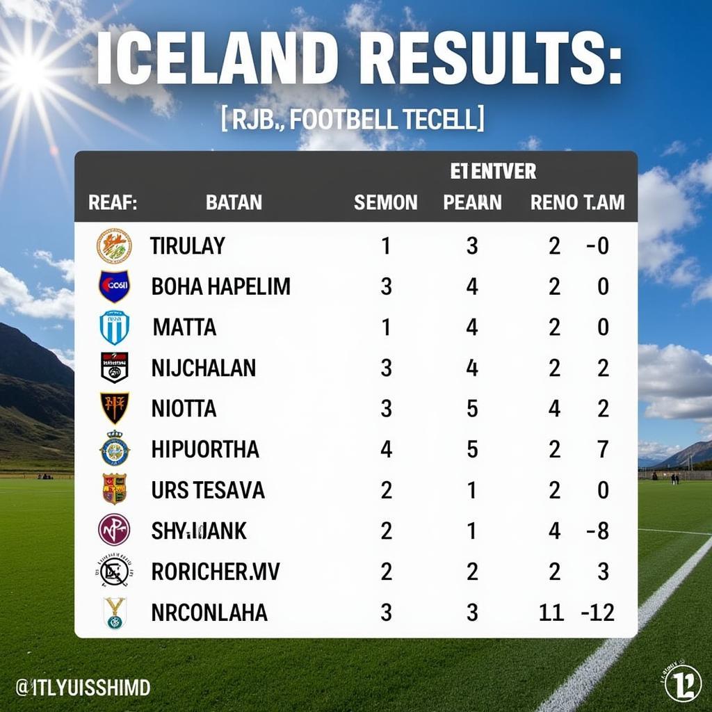 Kết quả bóng đá Iceland giải Úrvalsdeild