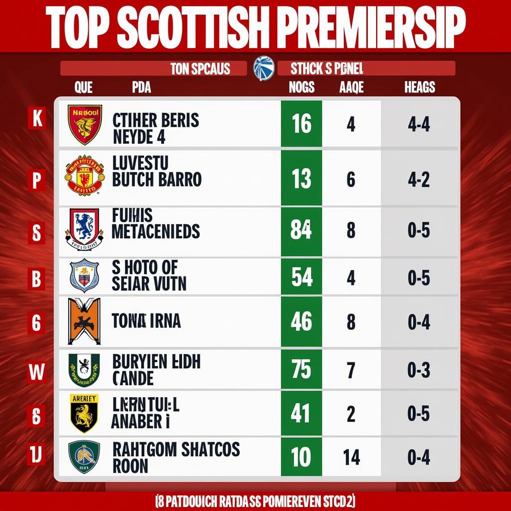 Bảng xếp hạng bóng đá Scotland Premiership cập nhật mới nhất