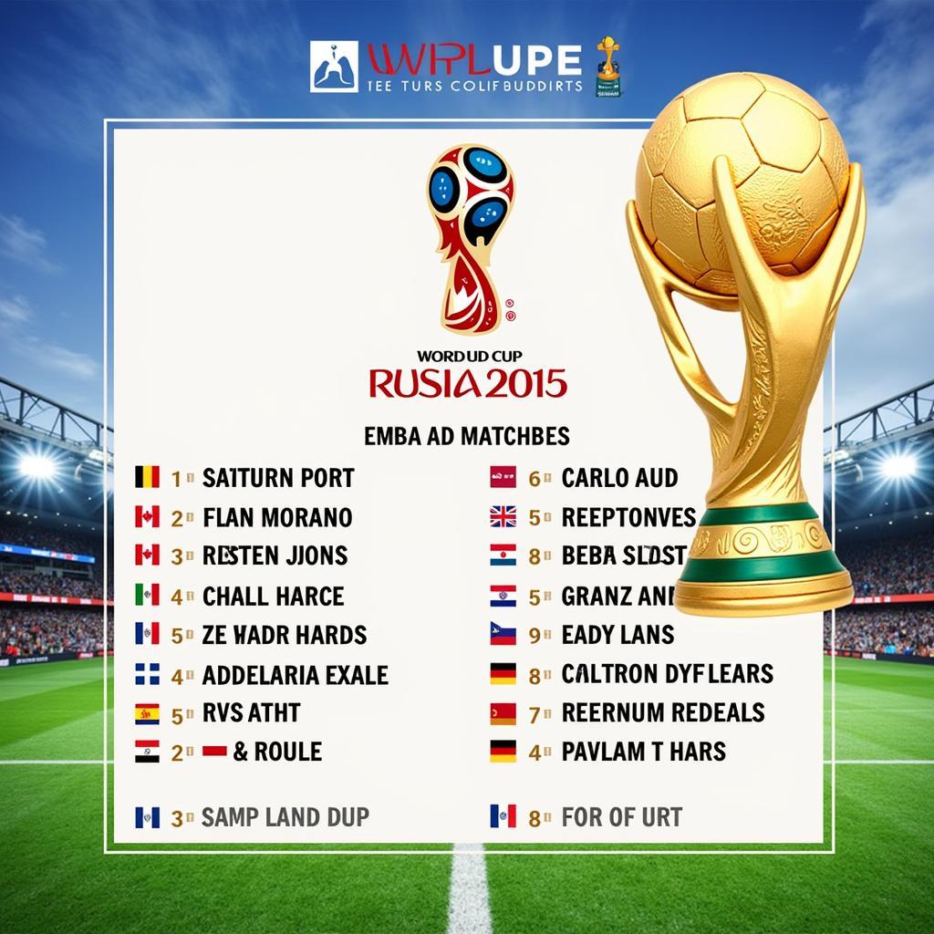 Lịch Đá Bóng Thế Giới World Cup