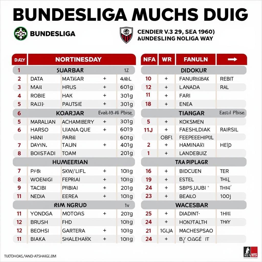 Lịch thi đấu Bundesliga chi tiết