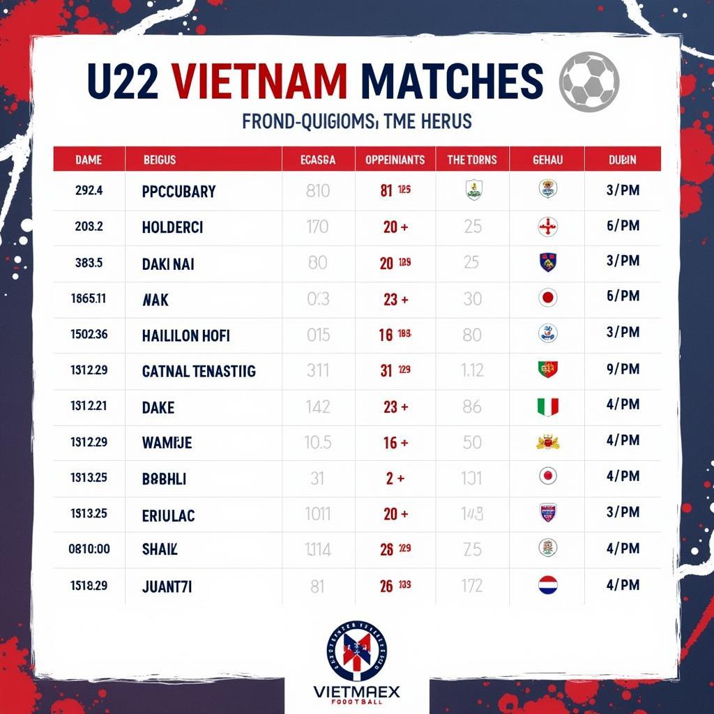 Lịch thi đấu U22 Việt Nam