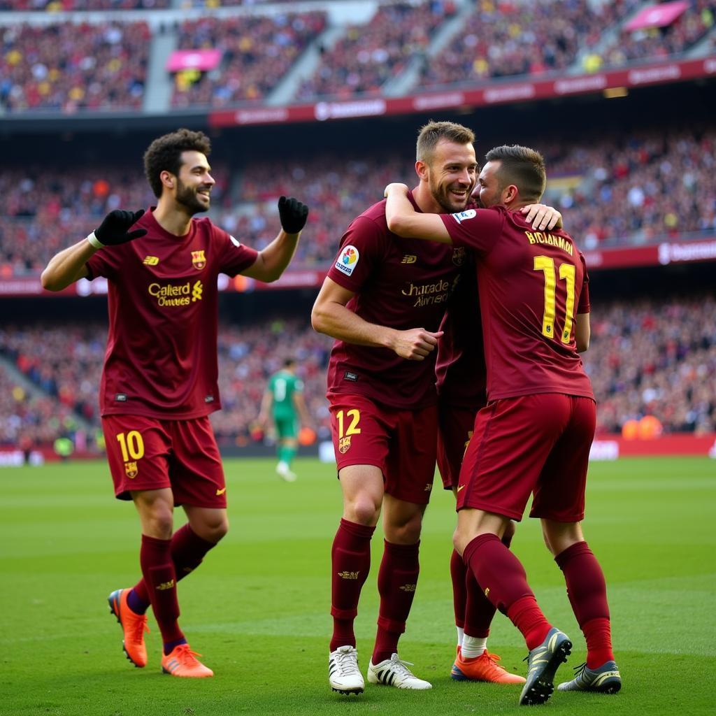 Màn ăn mừng kỳ quặc của cầu thủ Barcelona sau khi ghi bàn vào lưới Liverpool