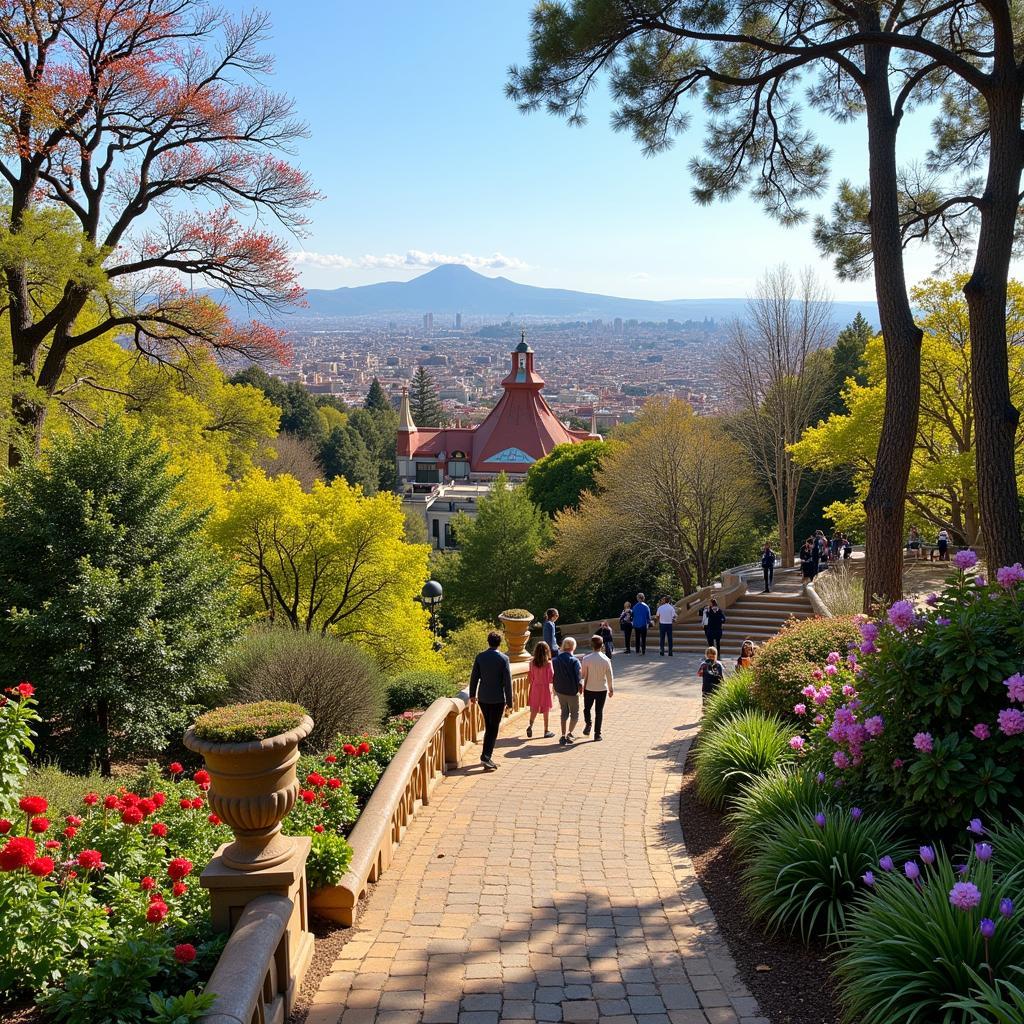 Spring in Barcelona: Blooming flowers and pleasant weather create a perfect backdrop for exploring Park Güell.