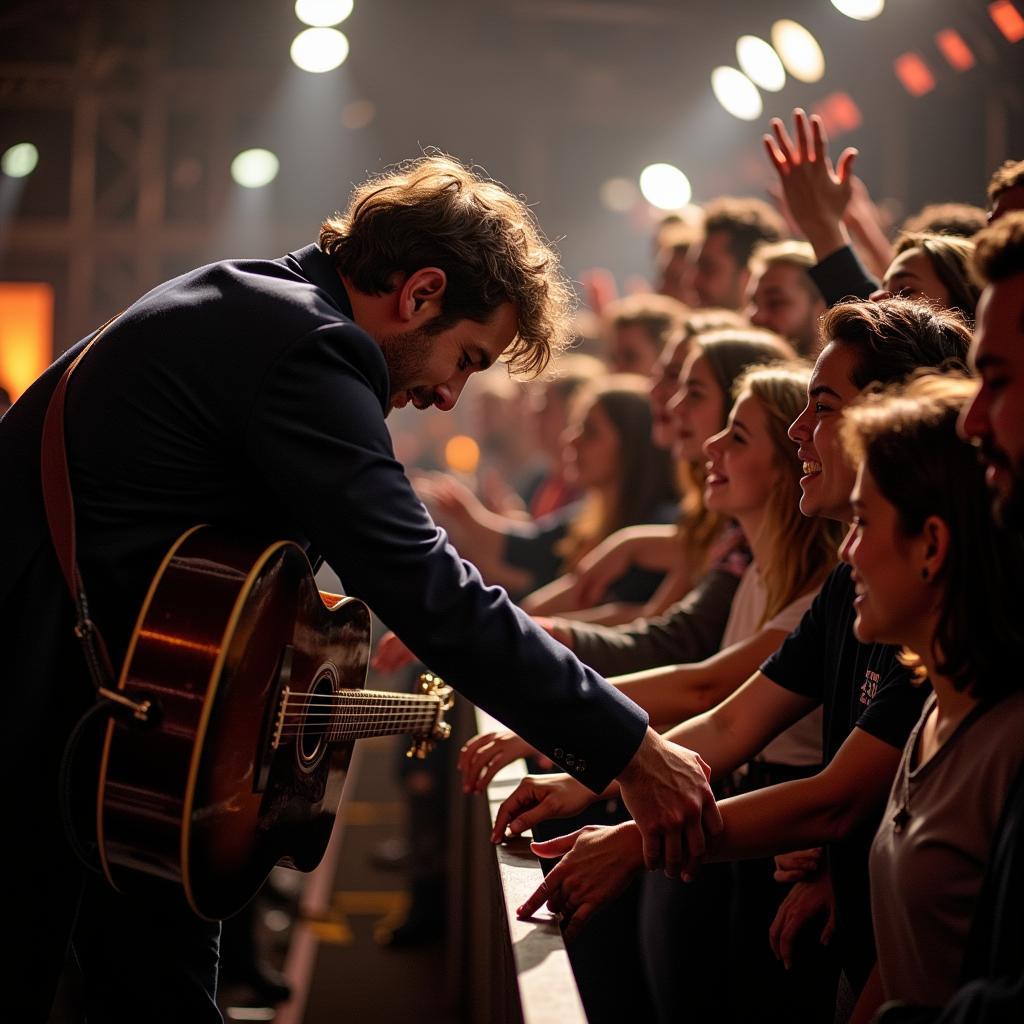 Mumford and Sons interacting with the crowd in Barcelona