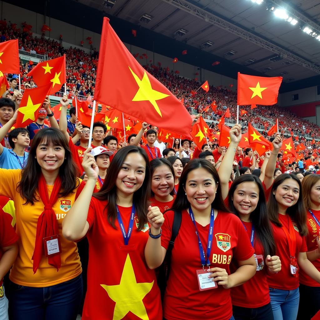 Người hâm mộ Việt Nam cổ vũ tại Asiad 2018