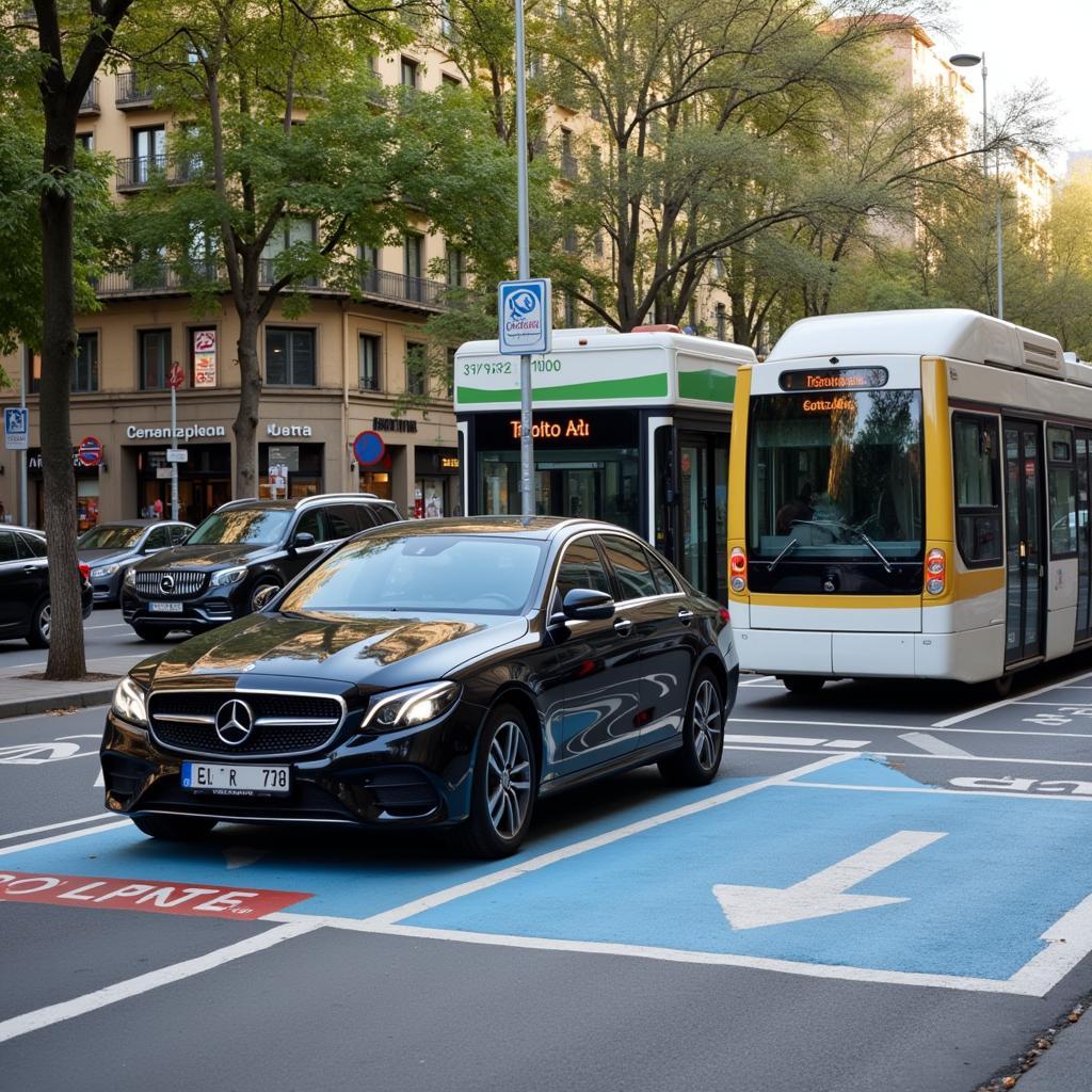 Parking outside Barcelona near Public Transport