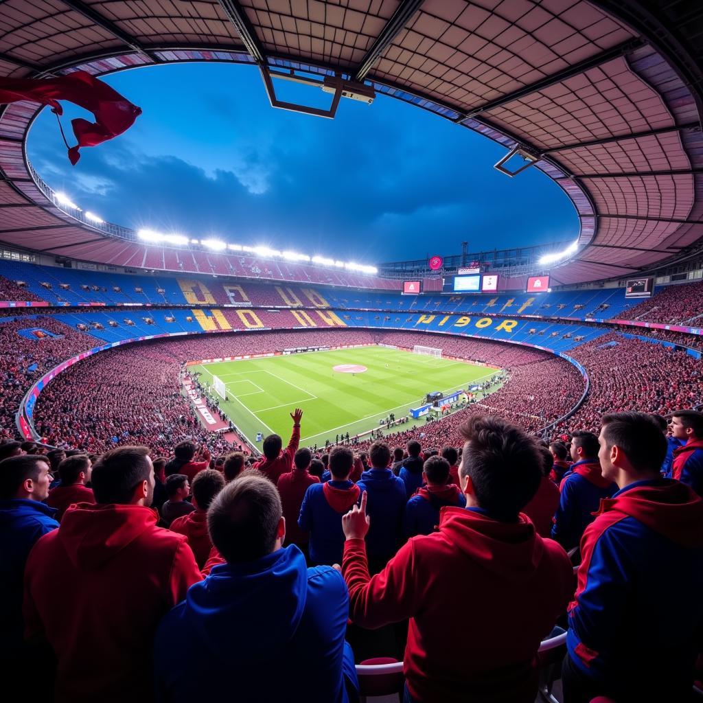 Cổ động viên Barcelona cuồng nhiệt tại Camp Nou