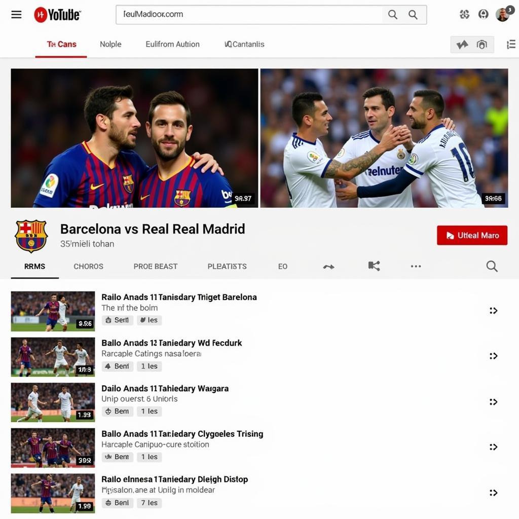 Tạo danh sách phát trận đấu Barcelona vs Real Madrid trên YouTube