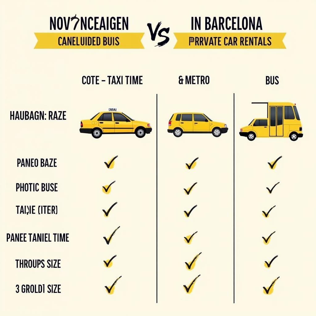 So Sánh Taxi Grande Barcelona với Các Phương Tiện Khác