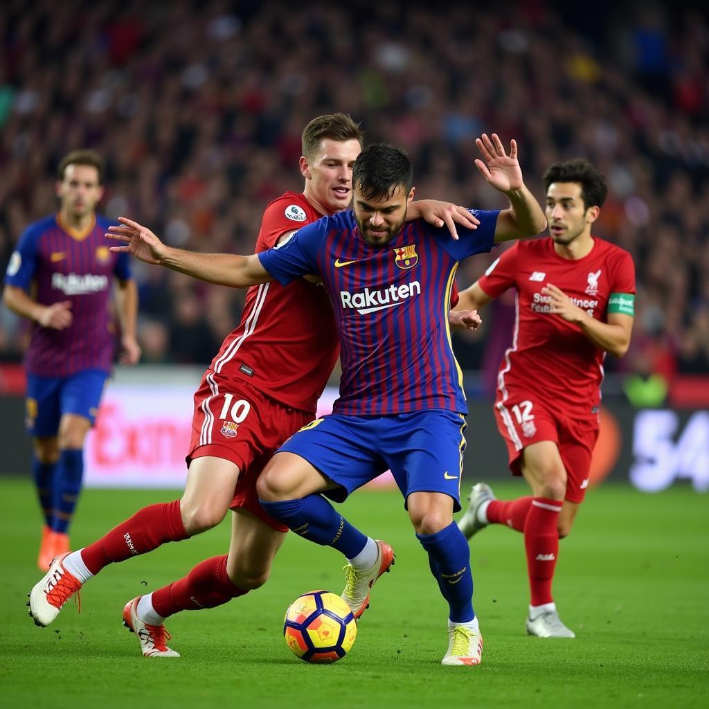 Trận đấu kinh điển giữa Barcelona và Liverpool với những pha bóng nghẹt thở và bàn thắng đẹp mắt.