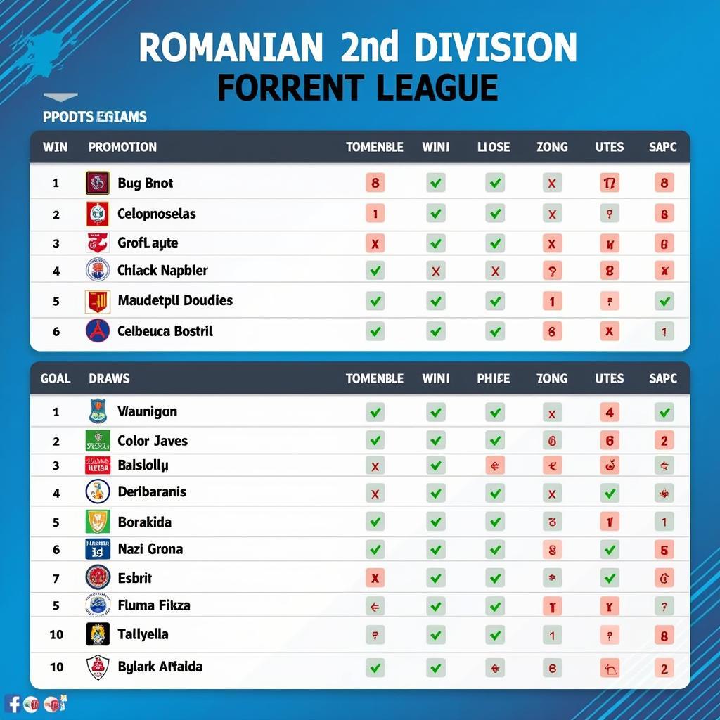 Bảng xếp hạng bóng đá Romania 2nd Division hiện tại