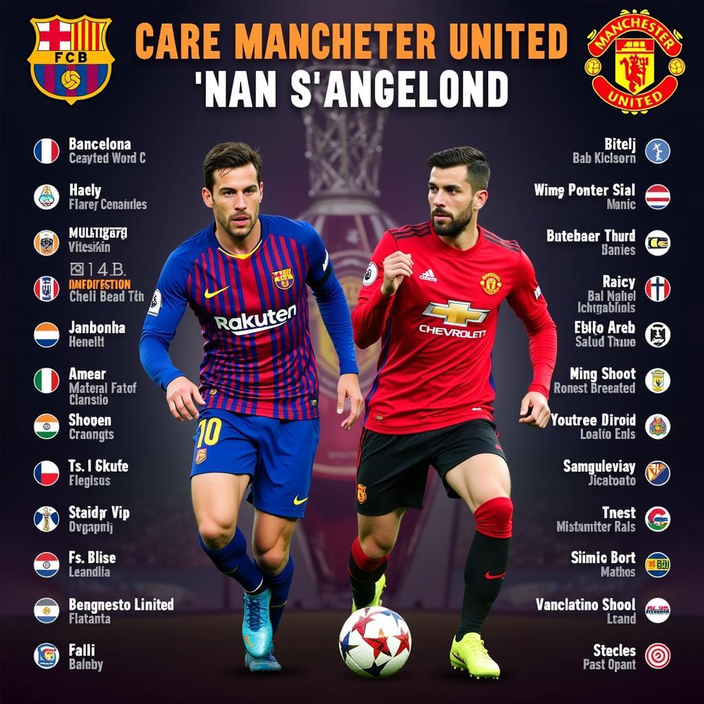 Cầu thủ chủ chốt trong trận đấu Barcelona vs Manchester United