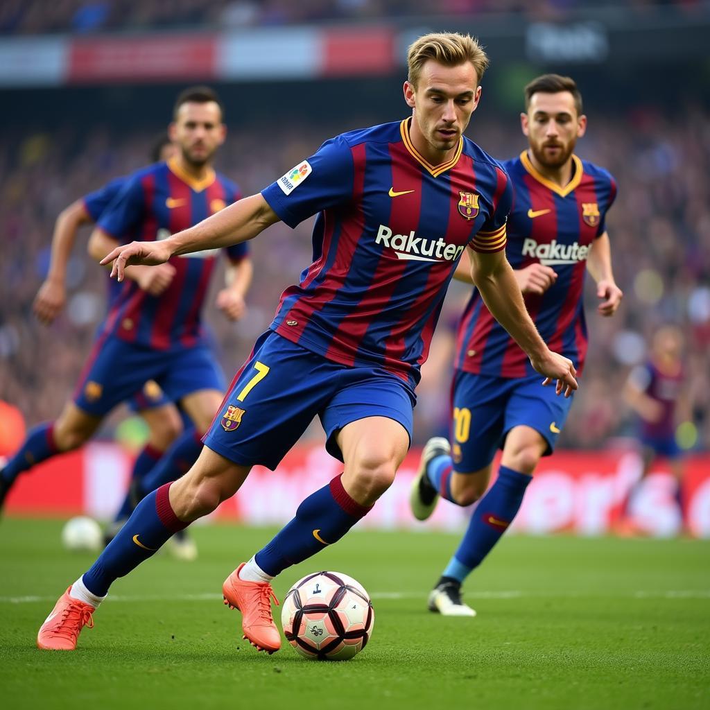 Eriksen điều phối bóng trong lối chơi Tiki-taka của Barcelona