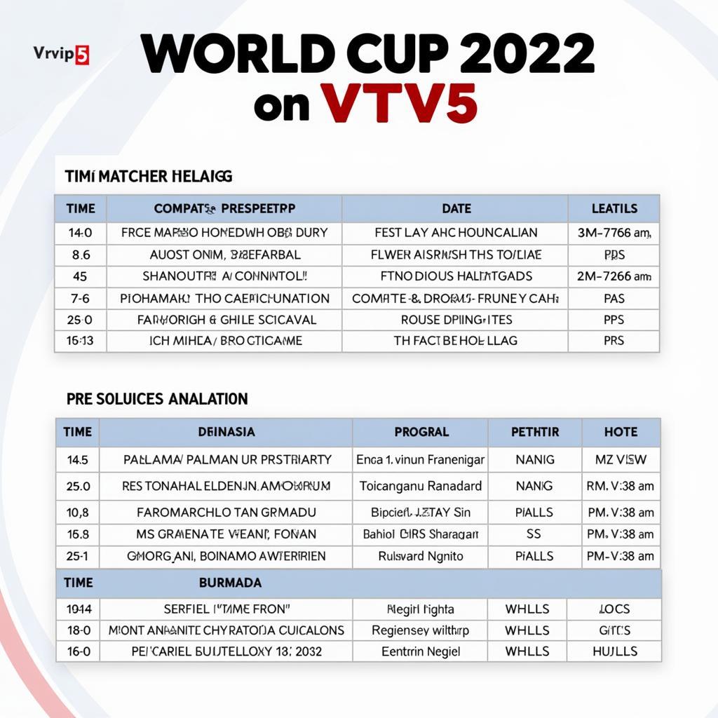 Lịch Phát Sóng Trực Tiếp Bóng Đá World Cup 2022 VTV5