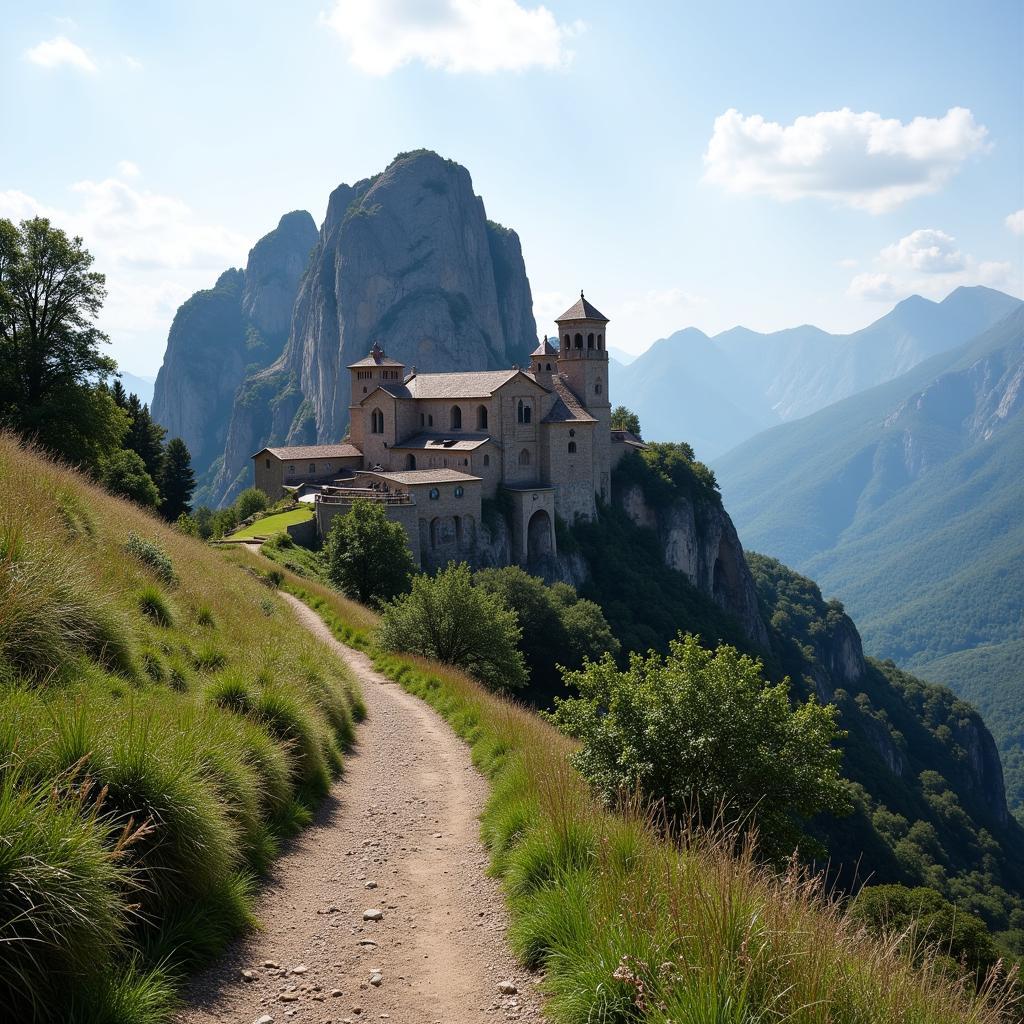 Montserrat Monastery from Camino Trail