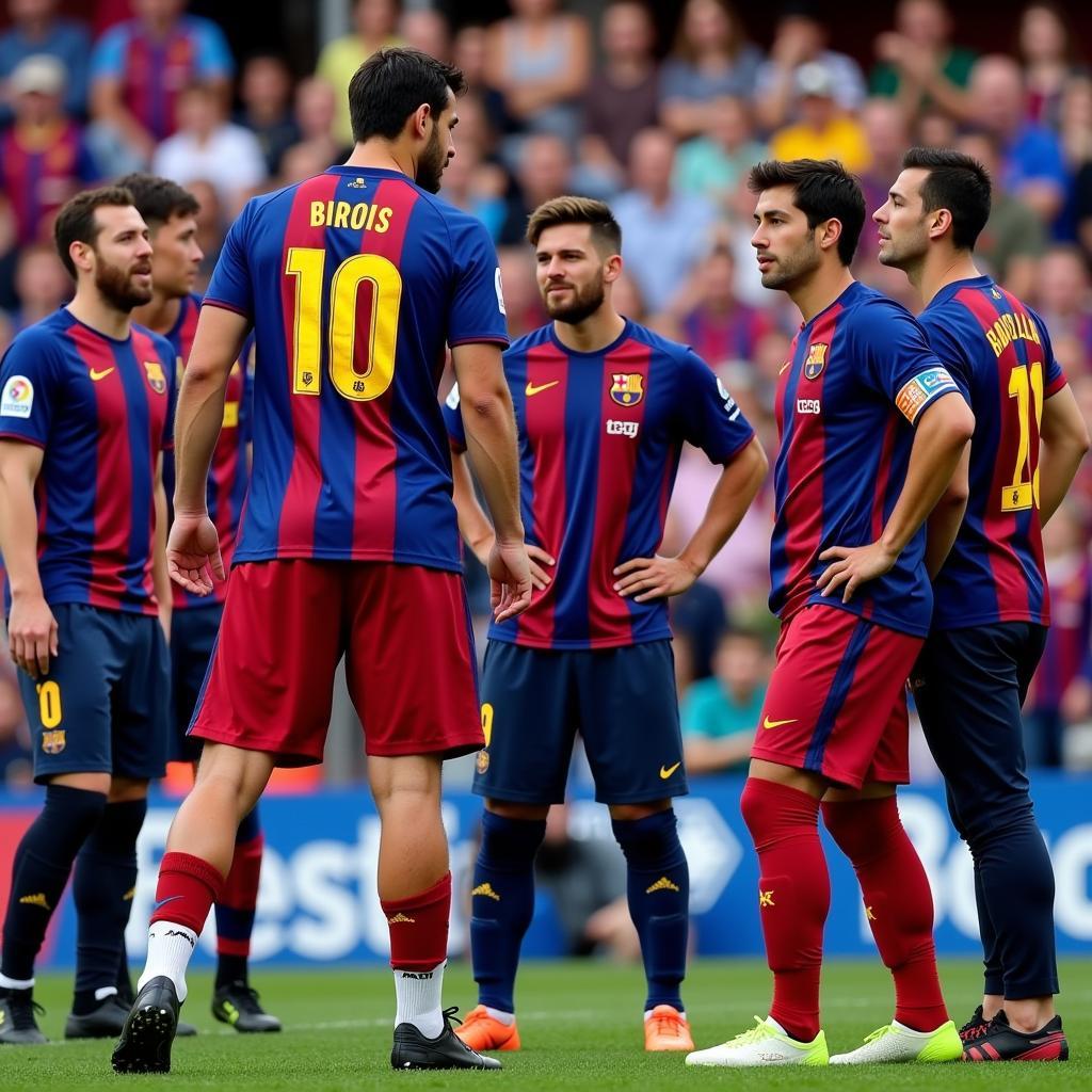 Barcelona Fans Wearing Rote Shin Guard Replicas