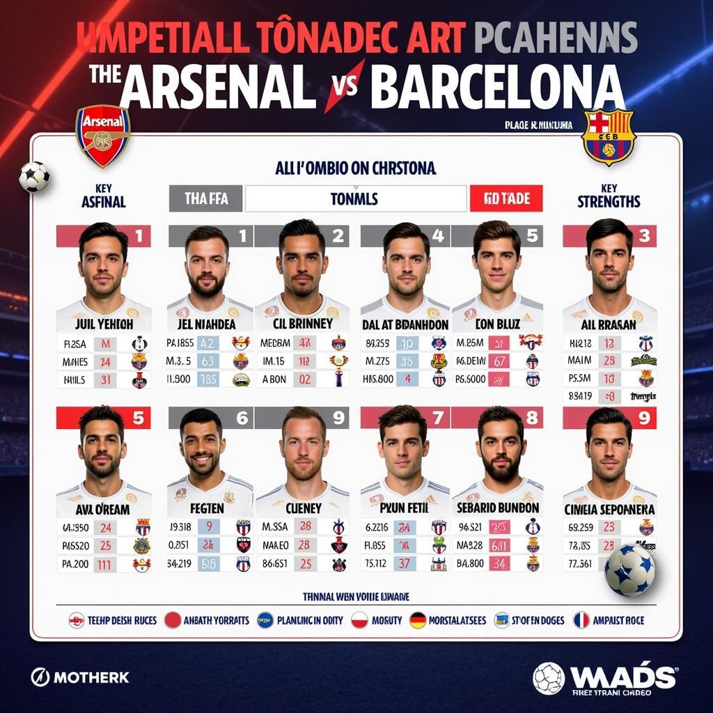 So Sánh Lực Lượng Arsenal vs Barcelona