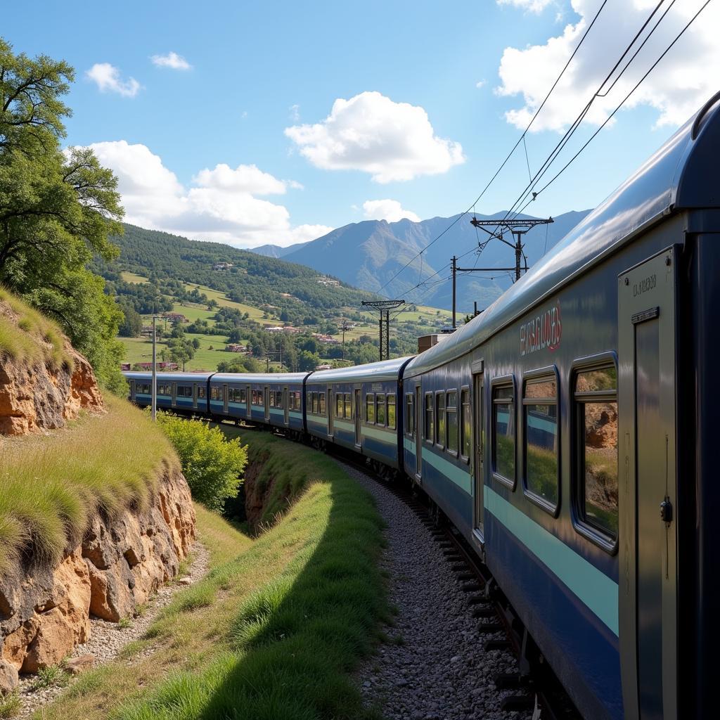 High-speed train connecting Madrid and Barcelona.