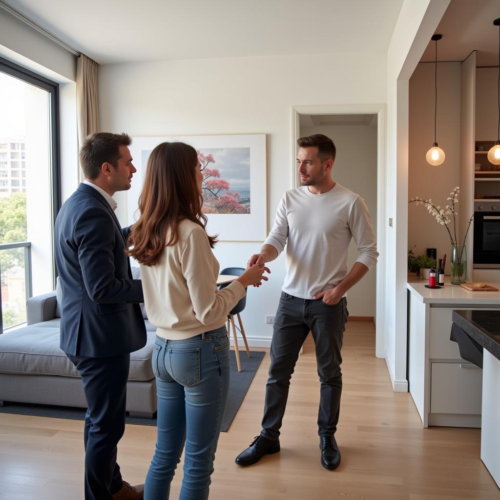 Searching for Homes in Barcelona: A couple viewing a property with a real estate agent